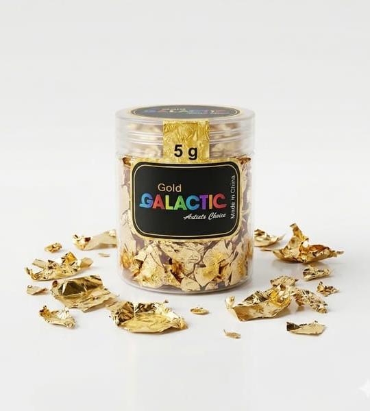 Gold Leaf Flakes 5g Jar – Metallic Foil for Resin, Art & Crafts
