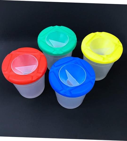 Single Paint Cup with Easy-Open Lid and Brush Holder