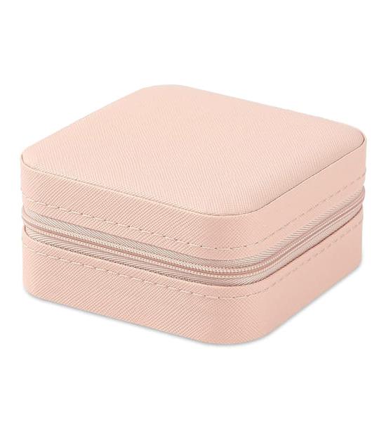 Pink Mini Travel Jewelry Box with Velvet Interior