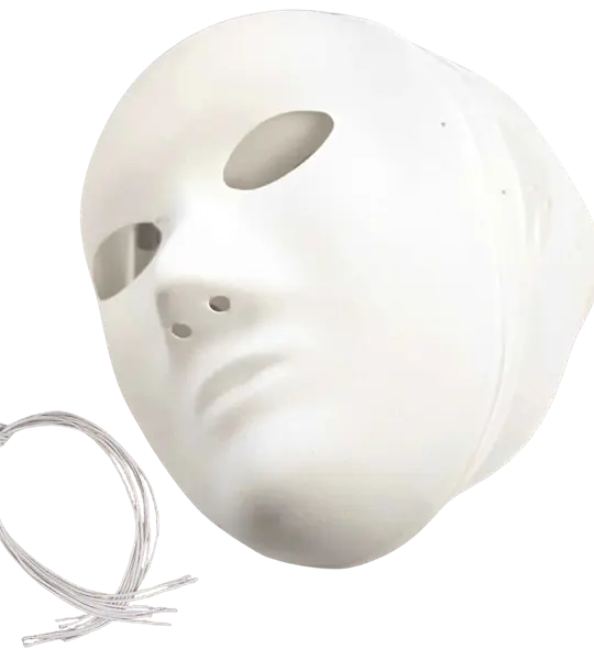 White Paper Mache Masks for Painting and DIY Crafts