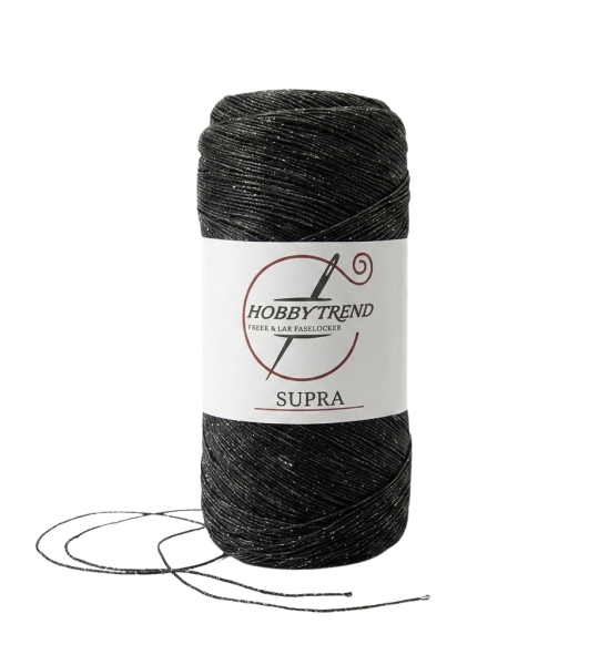 Hobby Trend Macrame Glitter Yarn — Black